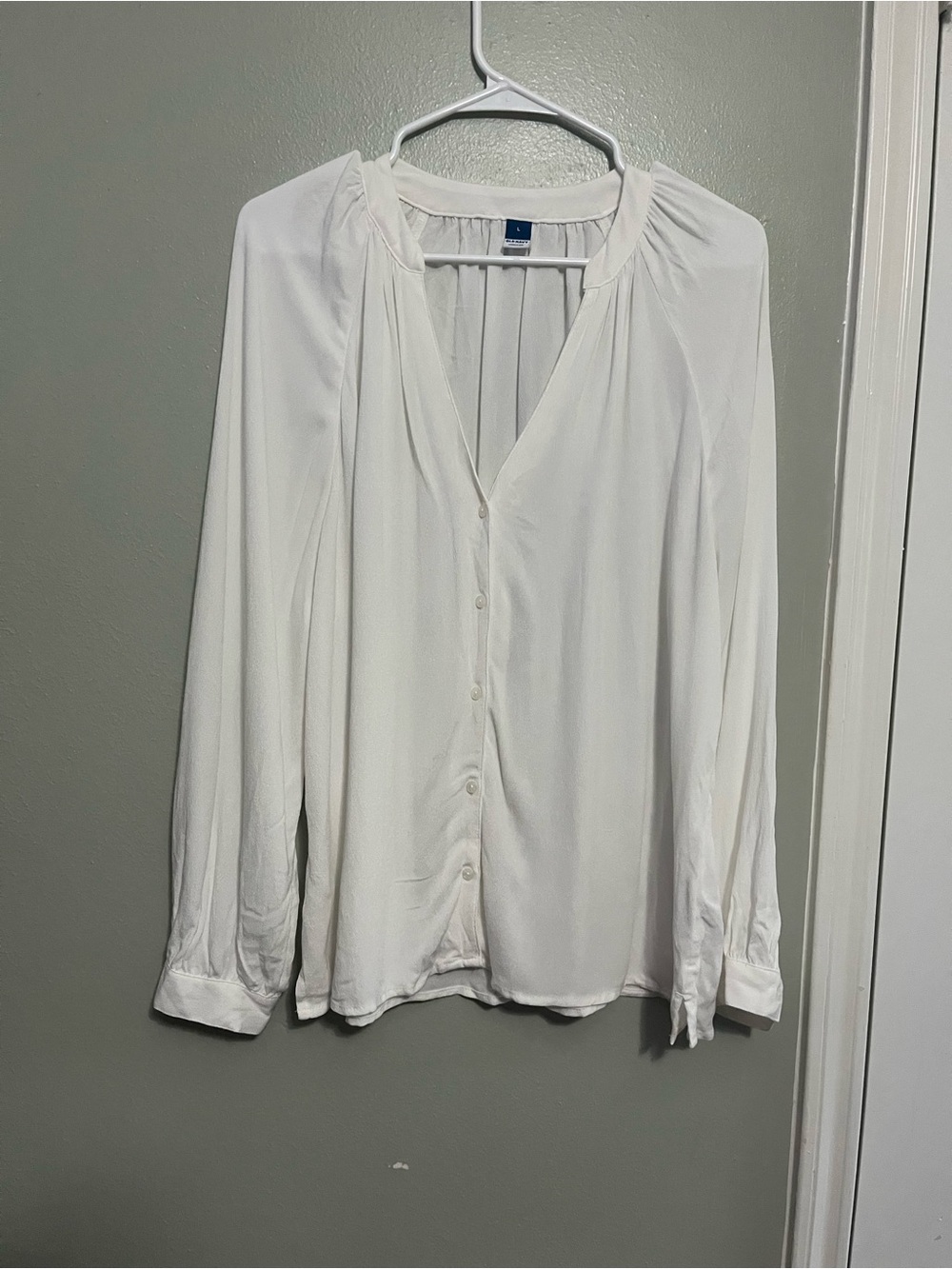 Old Navy Cream Button-Front Peasant Blouse
